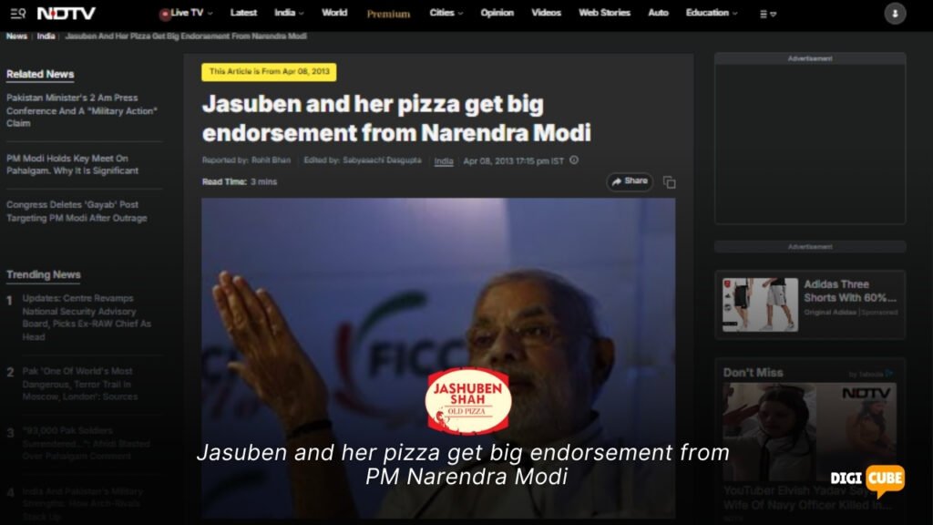 Jasuben and her pizza get big endorsement from Narendra Modi
